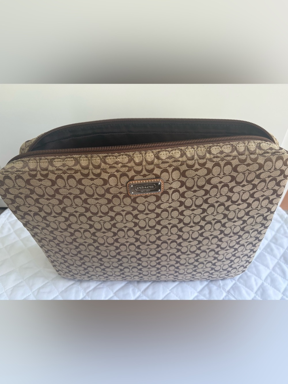 Coach Signature Canvas Laptop Messenger Bag in Brown and Tan